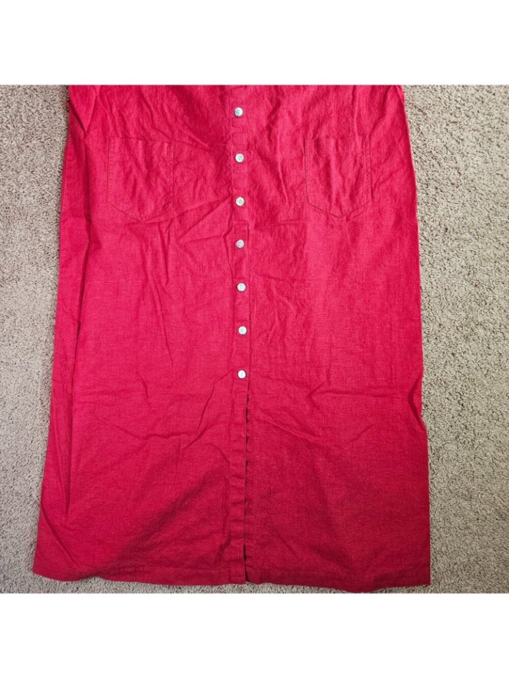 Casual Corner Annex Shirt Dress Womens 22W Red Button Front Linen Blend Y2K - Picture 11 of 13